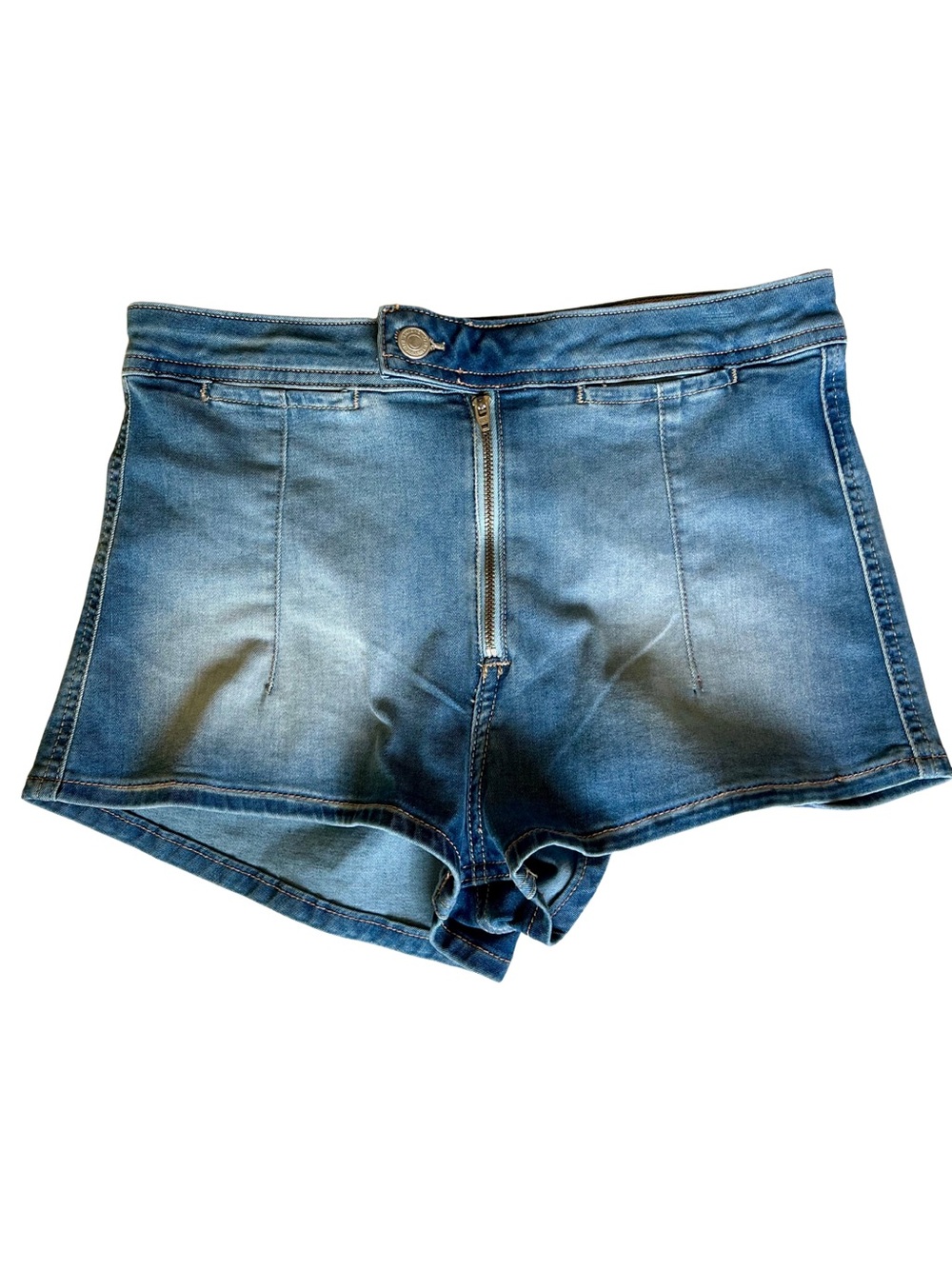 We The Free Faded Blue High-Rise Mini Denim Shorts